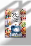 Poster p&acirc;nză bucătărie ne&icirc;nrămat - Citat amuzant rom&acirc;nesc - Imprimeu digital - Gatesc cu Drag | A4 (21 x 29.7 cm)