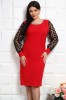 Rochie Melinda cu Accesoriu si Maneci de Tull Rosu - 58Marimea, Yves