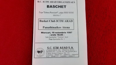 program BC ICIM Arad - Panathinaikos Atena foto