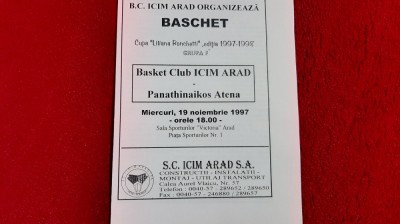 program BC ICIM Arad - Panathinaikos Atena foto