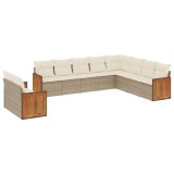 Cumpara ieftin Set canapele de gradina cu perne, 10 piese, bej, poliratan