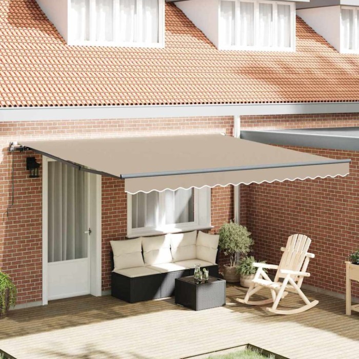 vidaXL Copertină Manual Bej 400 &times; 350 cm țesătură
