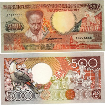 !!! SURINAM -500 GULDENI 1988 - P 135 b - UNC foto