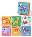 Cumpara ieftin Puzzle educativ din lemn cu 9 cuburi rotative, 6 imagini cu animale salbatice, joc Montessori pentru copii 4, 6 ani, 11 x 11 x 3.2 cm, Multicolor