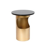 Cumpara ieftin Masuta rotunda fier auriu marmura neagra 40 x 49 cm