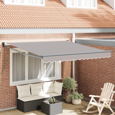vidaXL Copertină Retractabil Gri deschis 3 x 2,5 m Poliester și metal foto