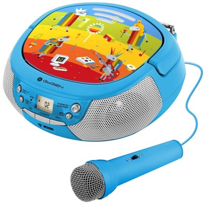 Radio CD pentru copii GoGEN DECKO B, 2 x 0,8 W, Bluetooth, karaoke, microfon, MP 3, USB, AUX in, albastru foto