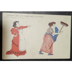 Carte postala, necirculata, doua menajere, inceput de secol XX