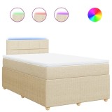 Cumpara ieftin Pat box spring cu saltea, crem, 120x200 cm, textil