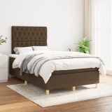 vidaXL Pat box spring cu saltea, maro &icirc;nchis, 120x200 cm, textil