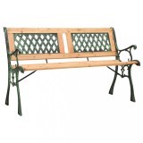 Banca Gradina vidaXL, 122cm, Fonta si Lemn Brad, Design Rustic, Spatar Decorativ, 110kg