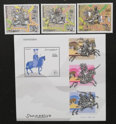 SOMALIA-CAVALERI ARABI-3V.serie+1coala mica**SOM 116 foto