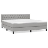 Cumpara ieftin Pat continental cu saltea, gri deschis, 160x200 cm, textil