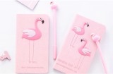 Set Cadou pentru Copii, Caiet cu Flamingo finisat cu piele ecologica + Pix cu Flamingo FAVLine Selection