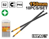 Set Biti PH2 Lungi Impact Surubelnita 10buc 150mm INGCO SDBIM11PH263