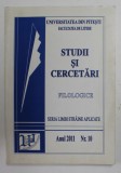 STUDII SI CERCETARI FILOLOGICE , ANUL 2011 , NR. 10 , SERIA LIMBI STRAINE APLICATE