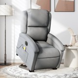 vidaXL Fotoliu electric masaj rabatabil cu ridicare, gri &icirc;nchis textil