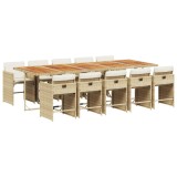 Cumpara ieftin Set mobilier de gradina cu perne, 11 piese, bej, poliratan