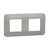 Placa ornament, Unica Pro, doua module, aluminiu, Schneider