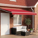 vidaXL Marchiza electrica retractabila Rosu 4x3.5m, poliester, cadru otel aluminiu, design semi-casetat, protectie solara