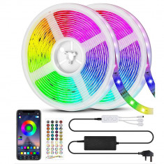 Kit Banda LED RGB Vivid Light,20 Metri,Bluetooth Controlul APP,cu Telecomanda IR 44 Taste,SMD 5050,12V,Multicolor foto