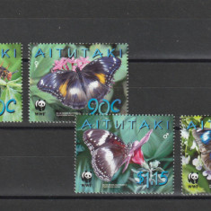 Aitutaki 2008- Fauna,WWF,Insecte,Fluturi,serie 4 valor,MNH,Mi.778-781