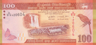 Bancnota Sri Lanka 100 Rupii 2022 - P125 UNC foto