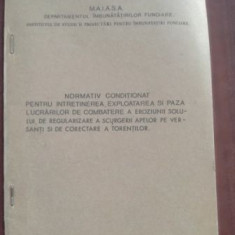 Normativ conditionat pentru intretinerea, exploatarea si paza lucrarilor de combatere a eroziunii solului