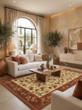 Covor Lotos 15075-150, Marime 160 x 230 cm, Bej-Caramiziu, Inaltime Fir 8 mm, Antialergic, Polipropilena, Living, Dormitor, Sufragerie, Birou