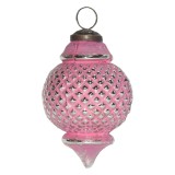 Cumpara ieftin Set 5 globuri sticla roz Melania 8x10 cm
