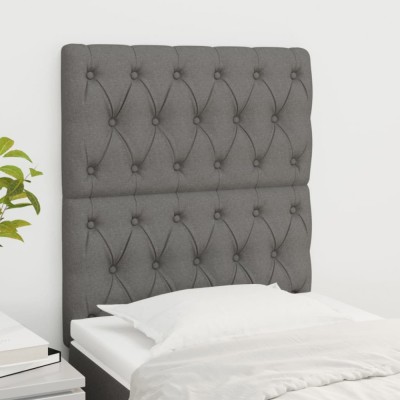 vidaXL Tăblii de pat, 2 buc, gri &amp;icirc;nchis, 80x7x78/88 cm, textil 3116643 foto
