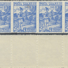 1945 ROMANIA Ardealul de Nord Posta Salajului 1P streif de 5 timbre cu punte MNH