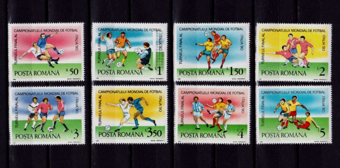 ✅RO 1990 ,LP 1237 , &quot;Turneul final CM Fotbal Italia &#039;90&quot;, serie ,MNH
