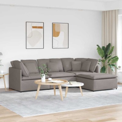 vidaXL Canapea modulară cu taburet și perne, textil, gri taupe foto