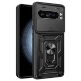 Husa pentru google pixel 9, slide si snap premium, magnetic ring, negru