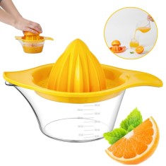 Storcator manual de citrice Koken, Plastic PP, BPA Free, Presa robusta de citrice pentru sucuri, Cu Vas Colector si Sita, - Yellow