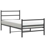Cumpara ieftin Cadru pat metalic cu tablii de cap/picioare, negru, 107x203 cm