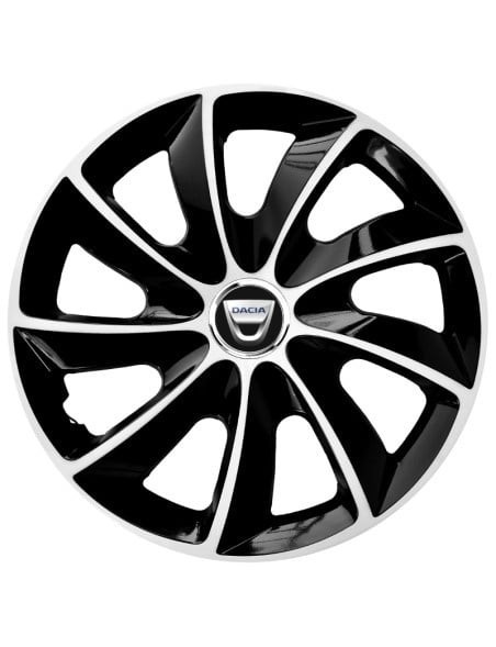 Set 4 Capace Roti Autohelix MSA&reg; potrivite jantelor de 14 inch, pentru Dacia, model Stig Extra Black &amp; White