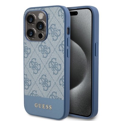Husa pentru iPhone 15 Pro Max - Guess Hardcase 4G Stripe Collection (GUHCP15XG4GLBL) - Blue foto