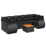Cumpara ieftin Set mobilier de gradina cu perne, 8 piese, negru, poliratan
