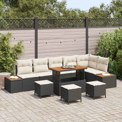 vidaXL Set de canapele pentru grădină 10 pcs Negru Rattan poli foto