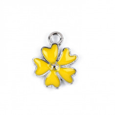 Pandantiv decorativ metalic diametru 13 mm Floare galbena
