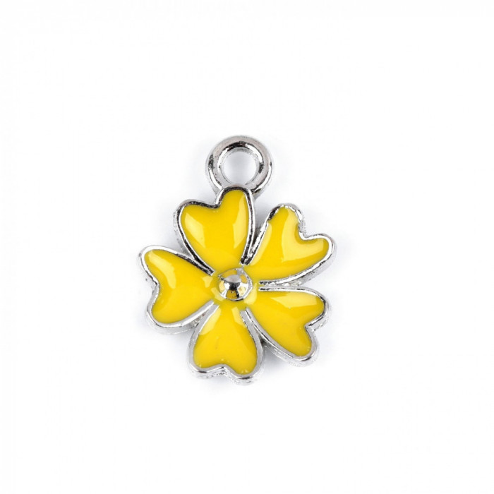 Pandantiv decorativ metalic diametru 13 mm Floare galbena
