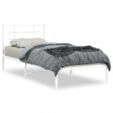 Cumpara ieftin Cadru pat metalic cu tablie, alb, 90x200 cm