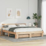 VidaXL Cadru de pat cu headboard Maro 200 x 200 cm Lemn masiv de pin