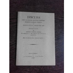 DISCURS TINUT CU OCAZIUNEA DICUTIUNII PROIECTULUI DE RASPUNS LA MESAJUL TRONULUI - PROFESOR C. MARTINOVICI, SENATOR