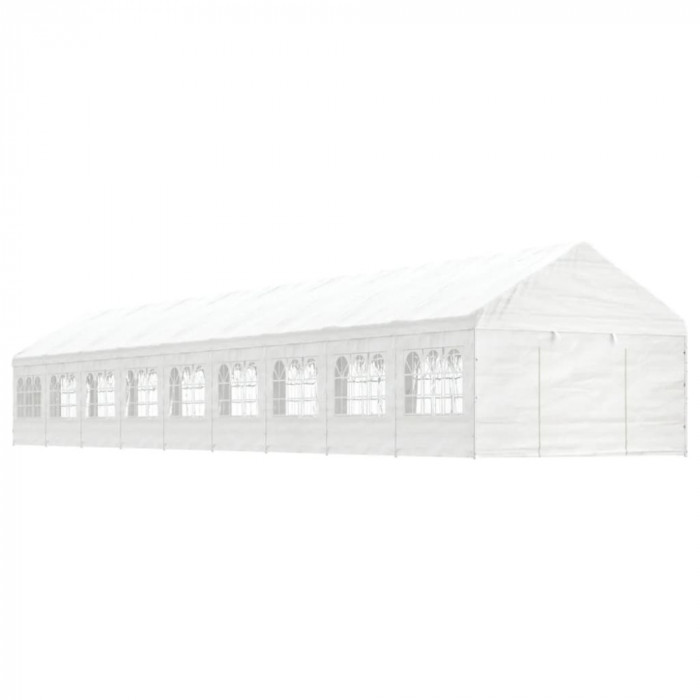 Foișor cu acoperiș, alb, 20,07x4,08x3,22 m, polietilenă