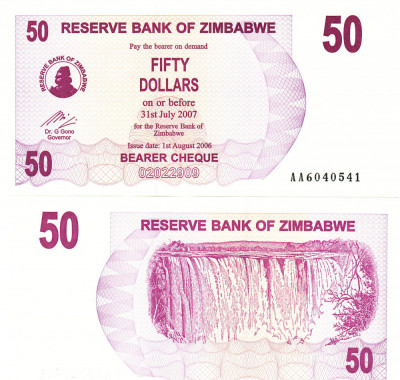 Zimbabwe 50 Dollars 2006 P-41 UNC foto