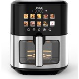 Friteuza cu aer cald Samus AF6.5H-S1701DW, 6.5 l, 1700 W, Timer 0-60 minute, 10 programe, Negru/Inox