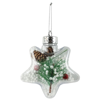 Decoratiune Craciun, tip stea, alb + rosu + verde, plastic, 11 cm, SYDD-0324 foto